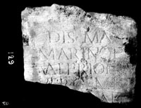 Top fragment of GRAVESTONE with Latin inscription