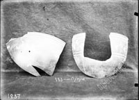 Fragments of round-bottom BOWLS with applied and scratched ornamentation