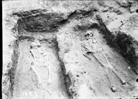 Two graves with skeletons in the necropolis at the west defensive wall
