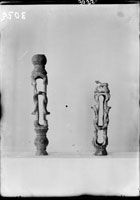Mediaeval bronze candlesticks in the form of openwork columns