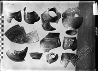 Shards of late Hellenistic VESSELS of different shapes, with applied decoration